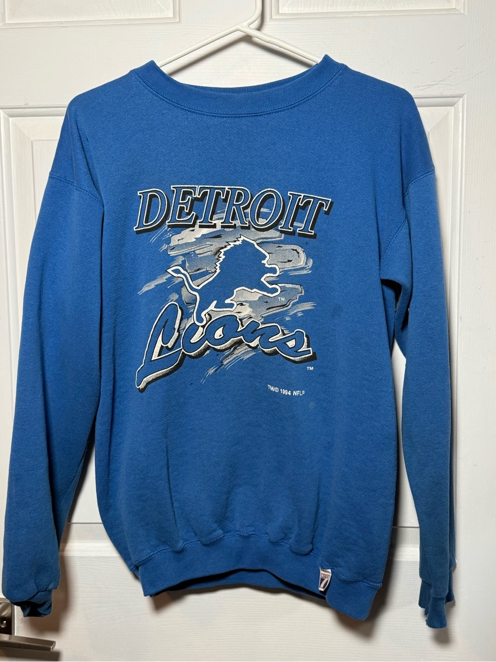 LOGO 7 Detroit Lions Royal Blue Graphic Crewneck Sweatshirt